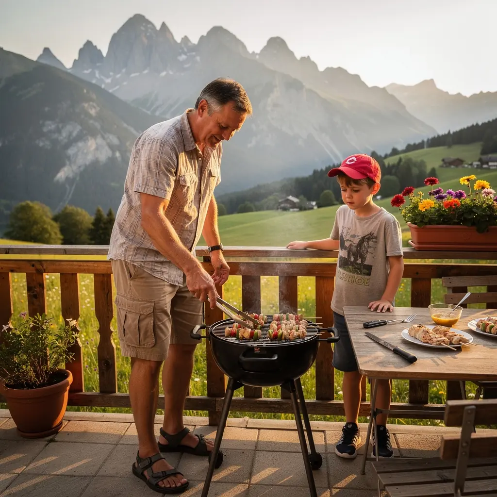 Ein appetitlicher Teller mit einem traditionellen österreichischen Gericht, das in kurzer Zeit zubereitet wurde, dekoriert mit frischen Kräutern.