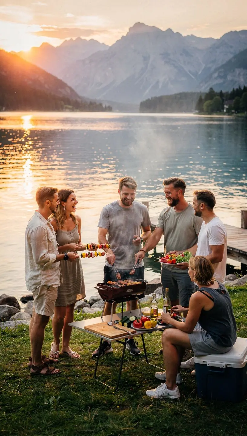 Ein Koch, der in einer modernen Küche ein schnelles Rezept zubereitet, während die Uhr 30 Minuten anzeigt.