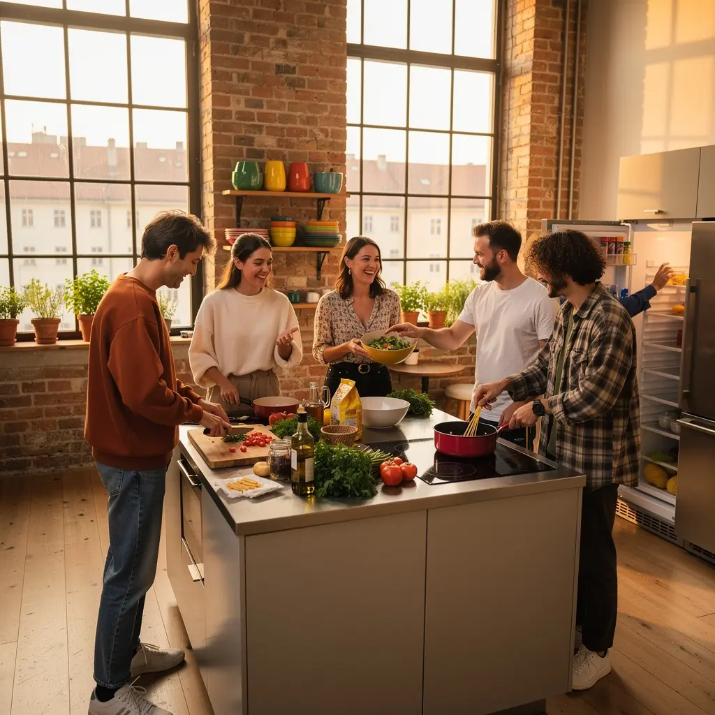 Ein herzhaftes Gericht mit knusprigen Schnitzeln, serviert mit einer Beilage von Kartoffelsalat.
