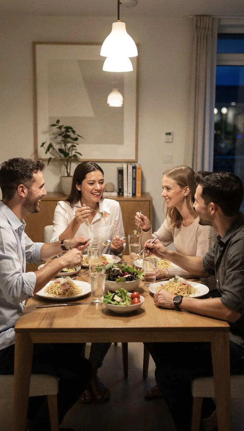 Ein gedeckter Tisch mit verschiedenen österreichischen Speisen, die schnell zubereitet wurden und zum Teilen einladen.